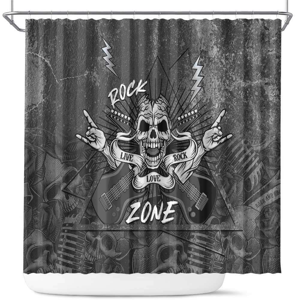 Live Love Rock Skull Shower Curtain Retro Grunge Style - Wonder Print Shop