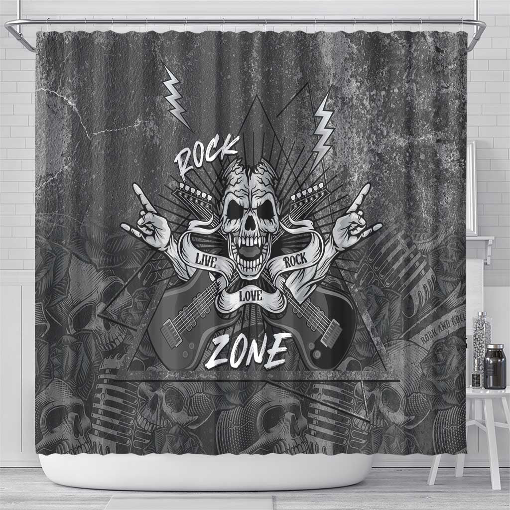 Live Love Rock Skull Shower Curtain Retro Grunge Style - Wonder Print Shop