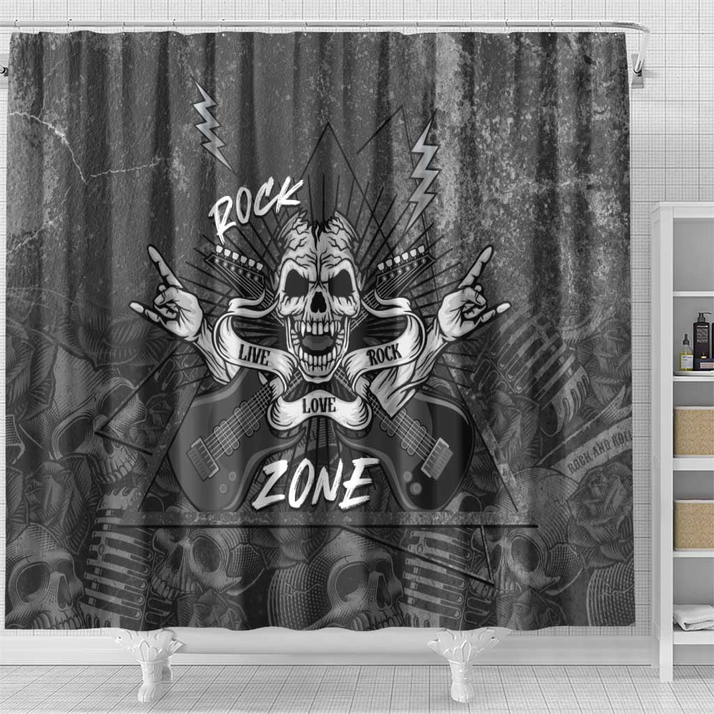 Live Love Rock Skull Shower Curtain Retro Grunge Style - Wonder Print Shop