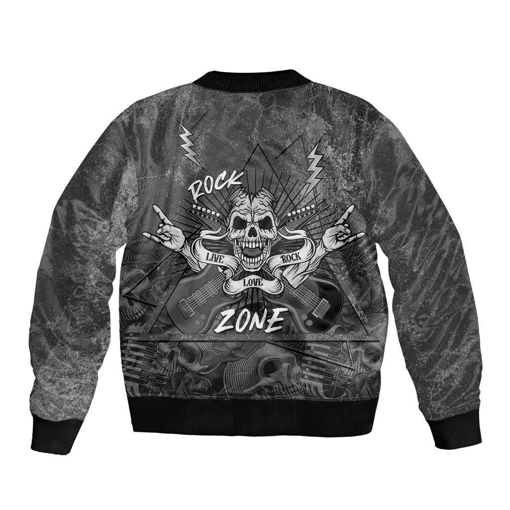 Live Love Rock Skull Sleeve Zip Bomber Jacket Retro Grunge Style - Wonder Print Shop