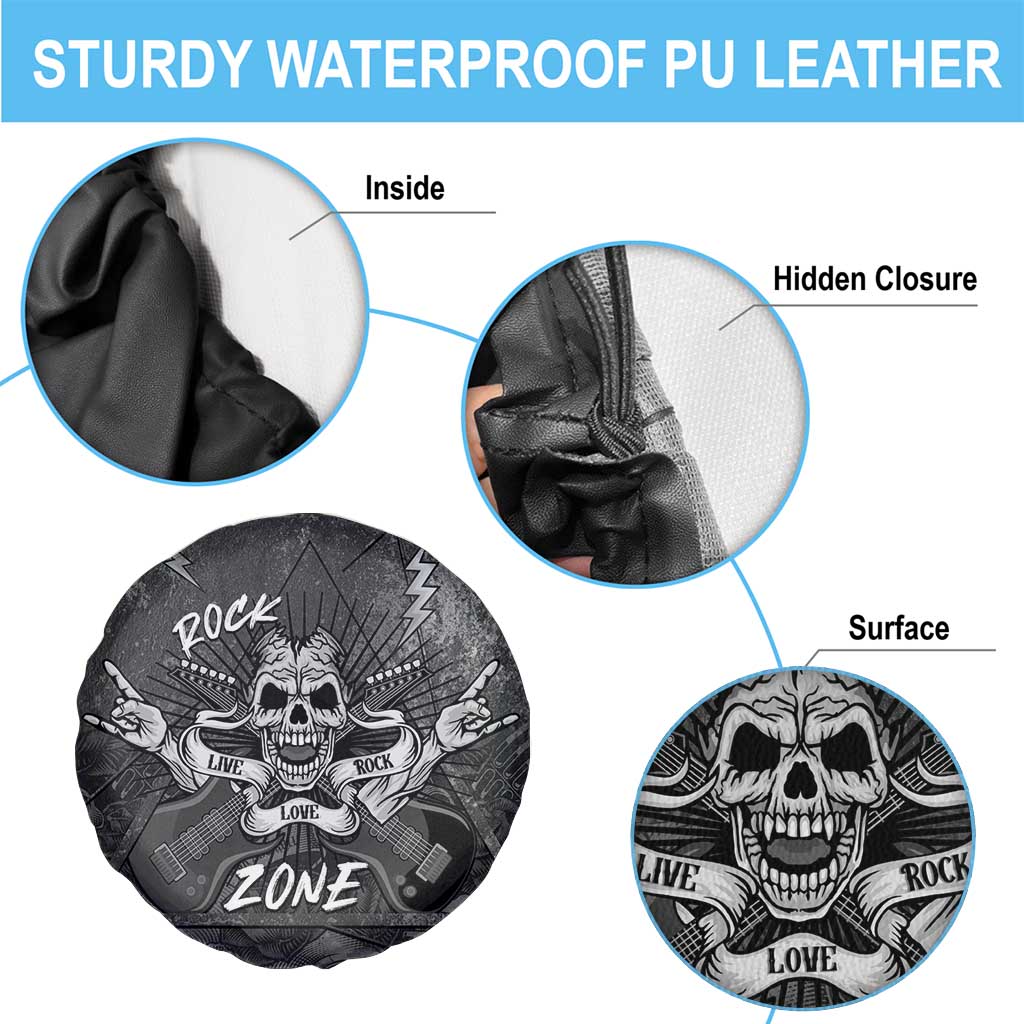 Live Love Rock Skull Spare Tire Cover Retro Grunge Style - Wonder Print Shop