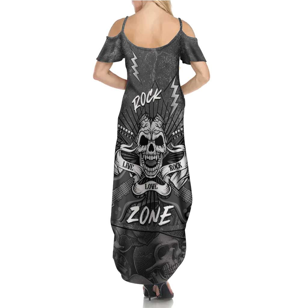 Live Love Rock Skull Summer Maxi Dress Retro Grunge Style - Wonder Print Shop