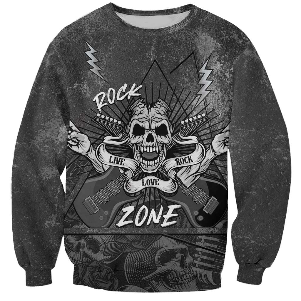 Live Love Rock Skull Sweatshirt Retro Grunge Style - Wonder Print Shop