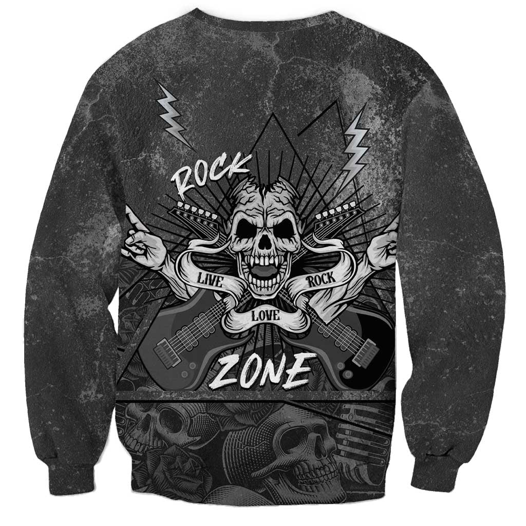 Live Love Rock Skull Sweatshirt Retro Grunge Style - Wonder Print Shop