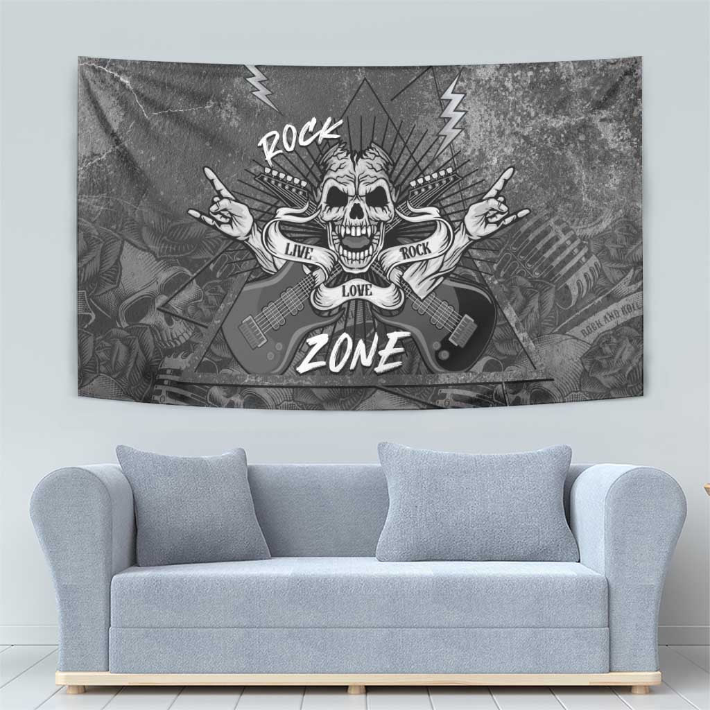Live Love Rock Skull Tapestry Retro Grunge Style - Wonder Print Shop