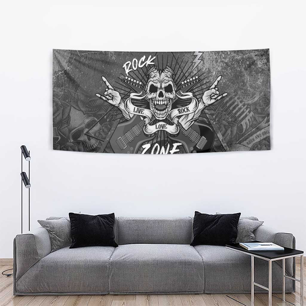 Live Love Rock Skull Tapestry Retro Grunge Style - Wonder Print Shop