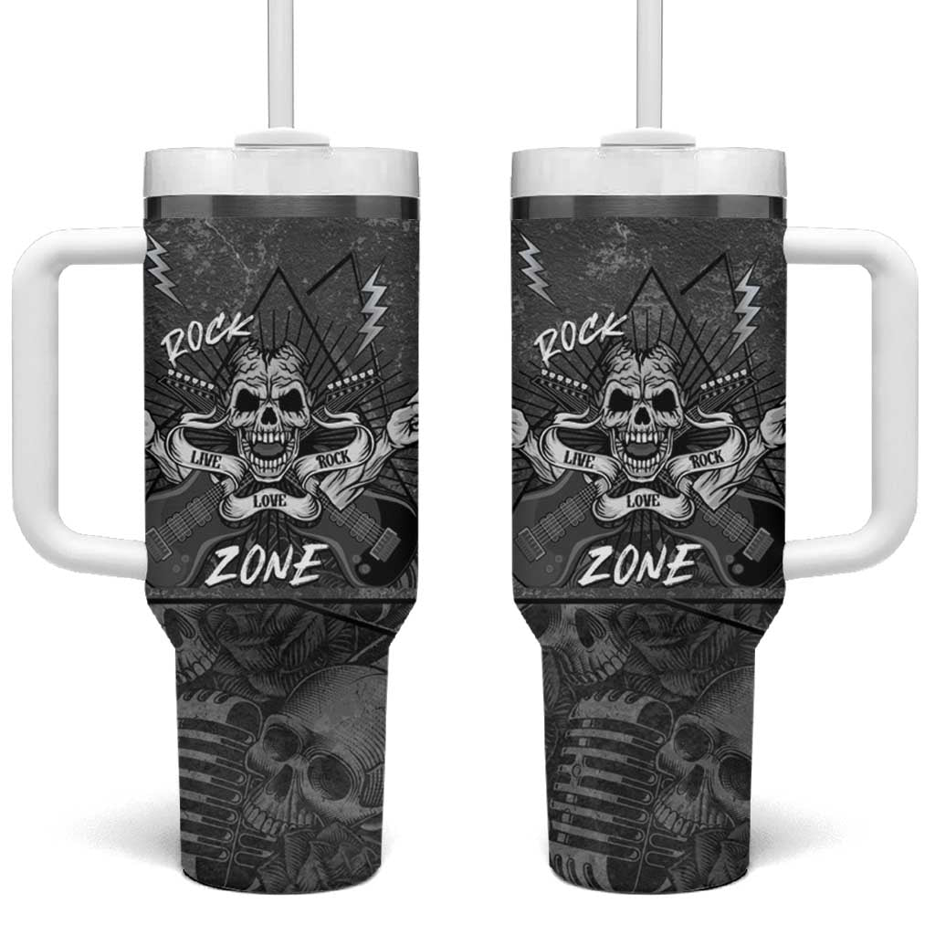 Live Love Rock Skull Tumbler With Handle Retro Grunge Style - Wonder Print Shop