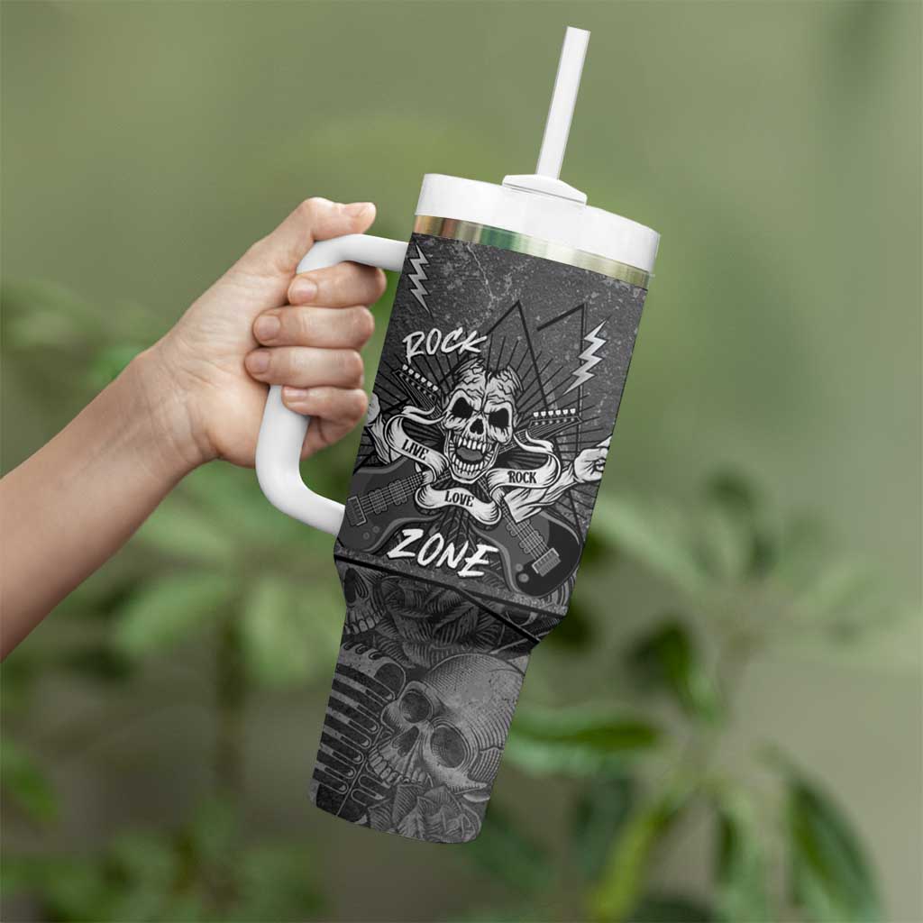 Live Love Rock Skull Tumbler With Handle Retro Grunge Style - Wonder Print Shop