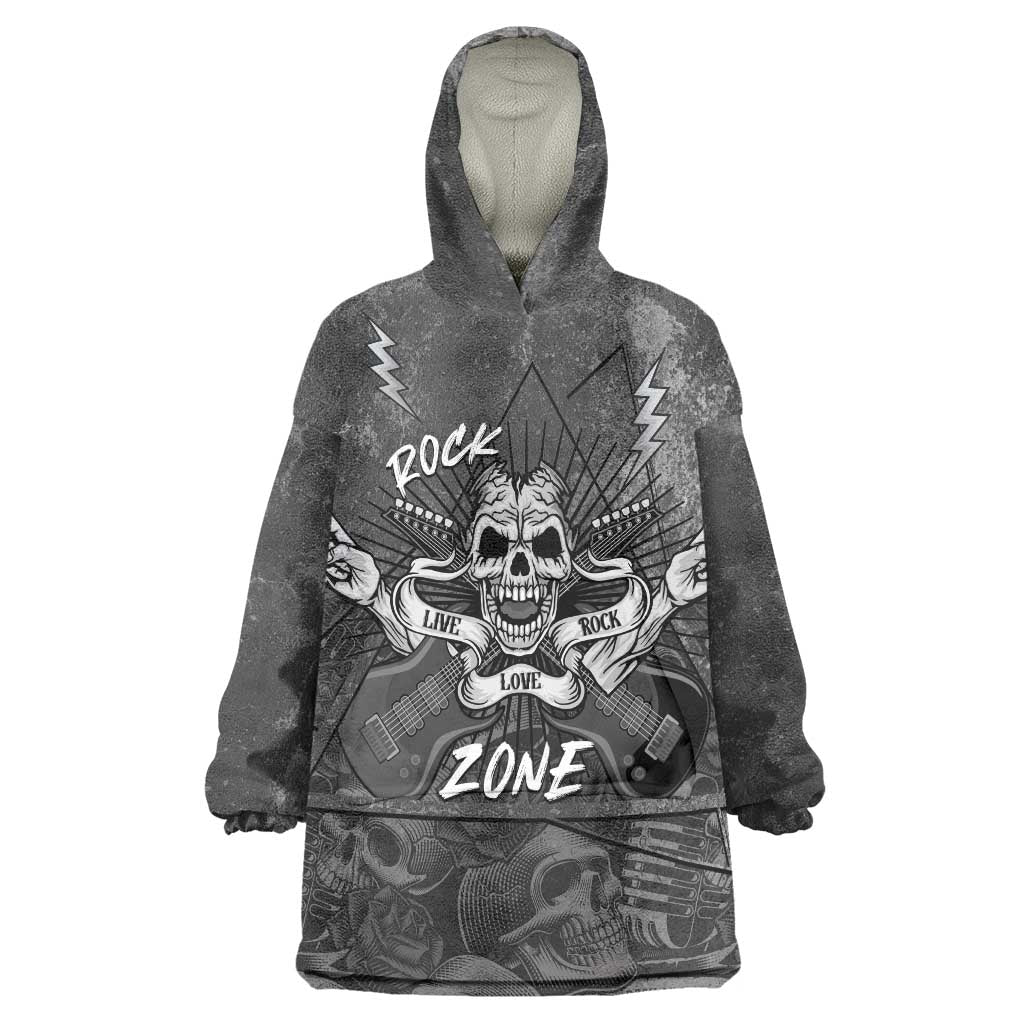 Live Love Rock Skull Wearable Blanket Hoodie Retro Grunge Style - Wonder Print Shop