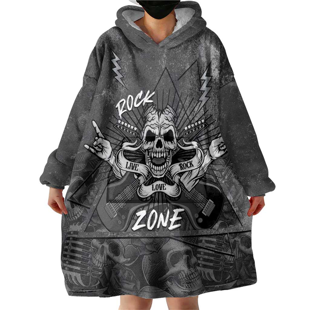Live Love Rock Skull Wearable Blanket Hoodie Retro Grunge Style - Wonder Print Shop