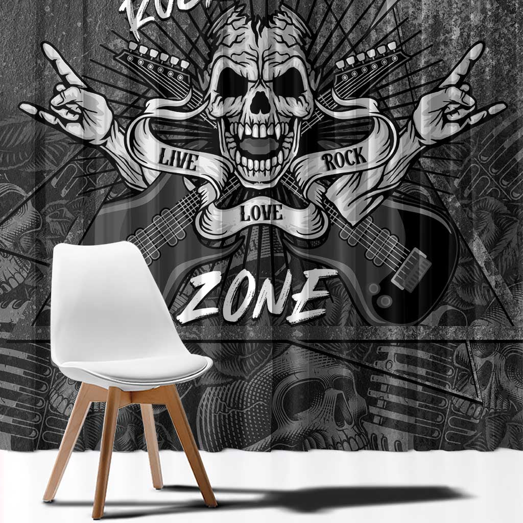 Live Love Rock Skull Window Curtain Retro Grunge Style - Wonder Print Shop