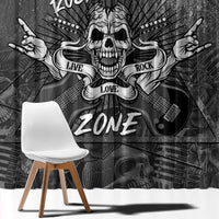Live Love Rock Skull Window Curtain Retro Grunge Style - Wonder Print Shop