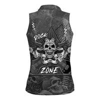 Live Love Rock Skull Women Sleeveless Polo Shirt Retro Grunge Style - Wonder Print Shop