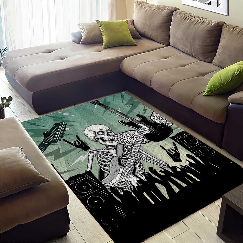 Electric Guitar Skull Area Rug Lets Rock - Wonder Print Shop
