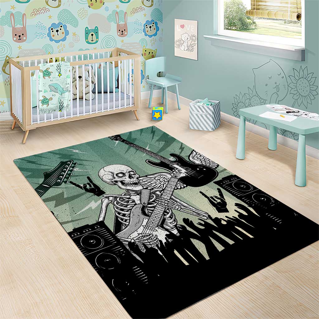 Electric Guitar Skull Area Rug Lets Rock - Wonder Print Shop