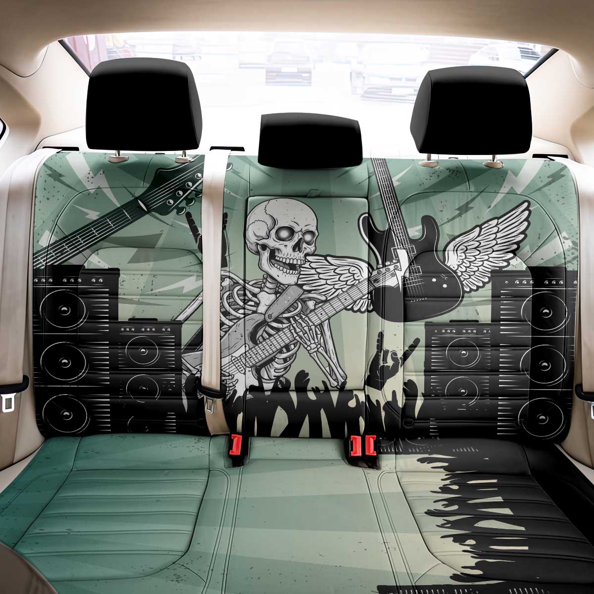 Electric Guitar Skull Back Car Seat Cover Lets Rock - Wonder Print Shop