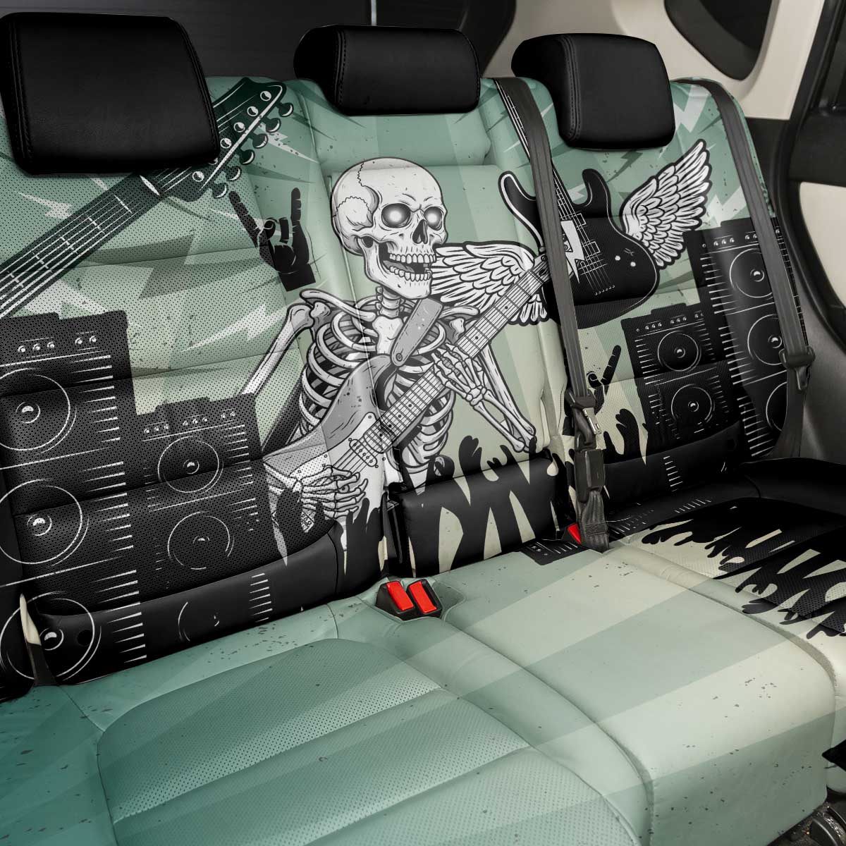 Electric Guitar Skull Back Car Seat Cover Lets Rock - Wonder Print Shop