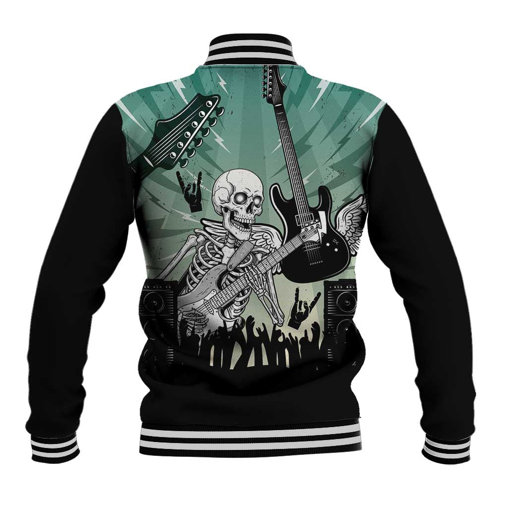 Electric Guitar Skull Baseball Jacket Lets Rock - Wonder Print Shop
