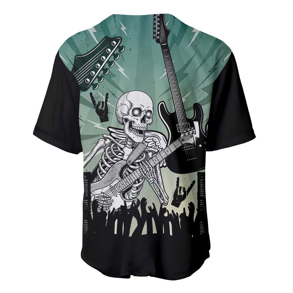 Electric Guitar Skull Baseball Jersey Lets Rock - Wonder Print Shop