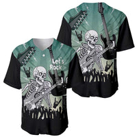Electric Guitar Skull Baseball Jersey Lets Rock - Wonder Print Shop