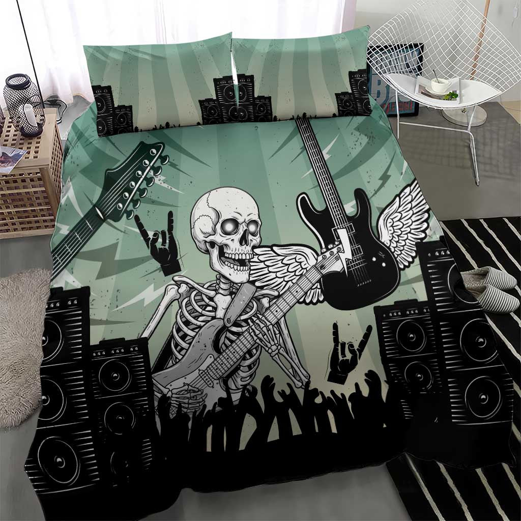 Electric Guitar Skull Bedding Set Lets Rock - Wonder Print Shop