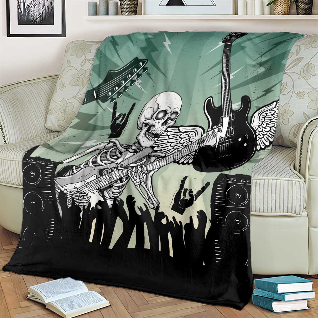 Electric Guitar Skull Blanket Lets Rock - Wonder Print Shop