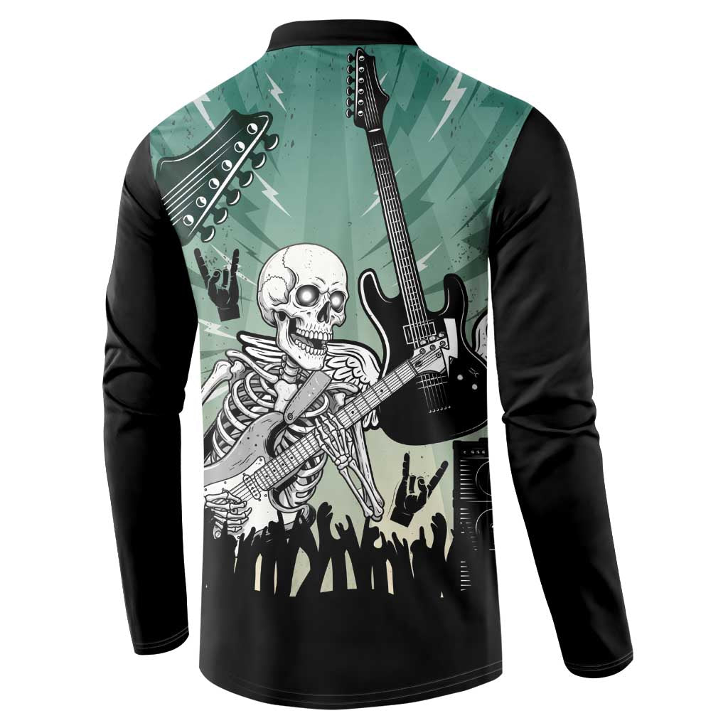 Electric Guitar Skull Button Sweatshirt Lets Rock - Wonder Print Shop