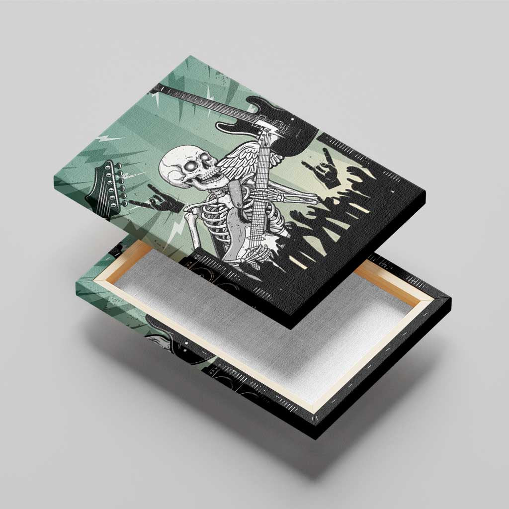 Electric Guitar Skull Canvas Wall Art Lets Rock - Wonder Print Shop