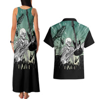 Electric Guitar Skull Couples Matching Tank Maxi Dress and Hawaiian Shirt Lets Rock - Wonder Print Shop