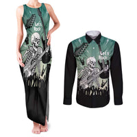 Electric Guitar Skull Couples Matching Tank Maxi Dress and Long Sleeve Button Shirt Lets Rock - Wonder Print Shop