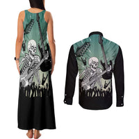 Electric Guitar Skull Couples Matching Tank Maxi Dress and Long Sleeve Button Shirt Lets Rock - Wonder Print Shop