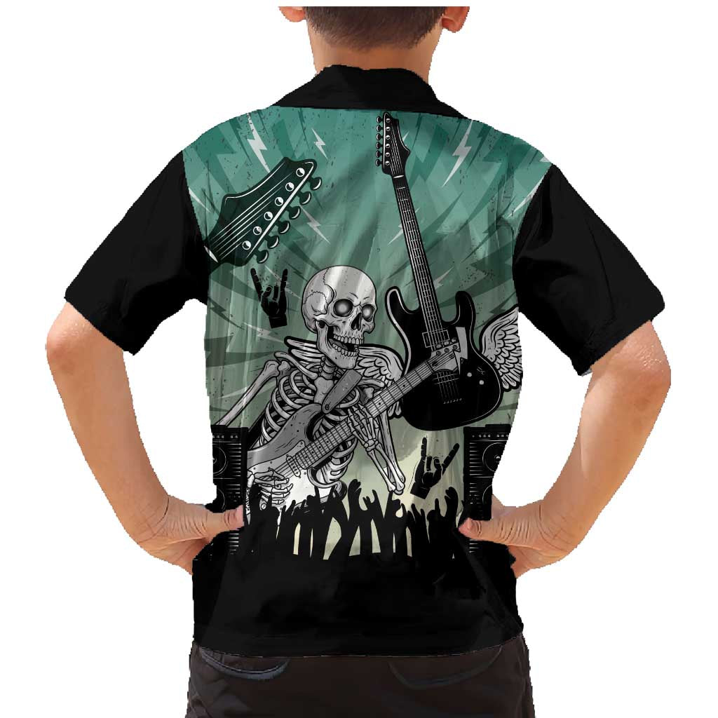 Electric Guitar Skull Family Matching Mermaid Dress and Hawaiian Shirt Lets Rock - Wonder Print Shop