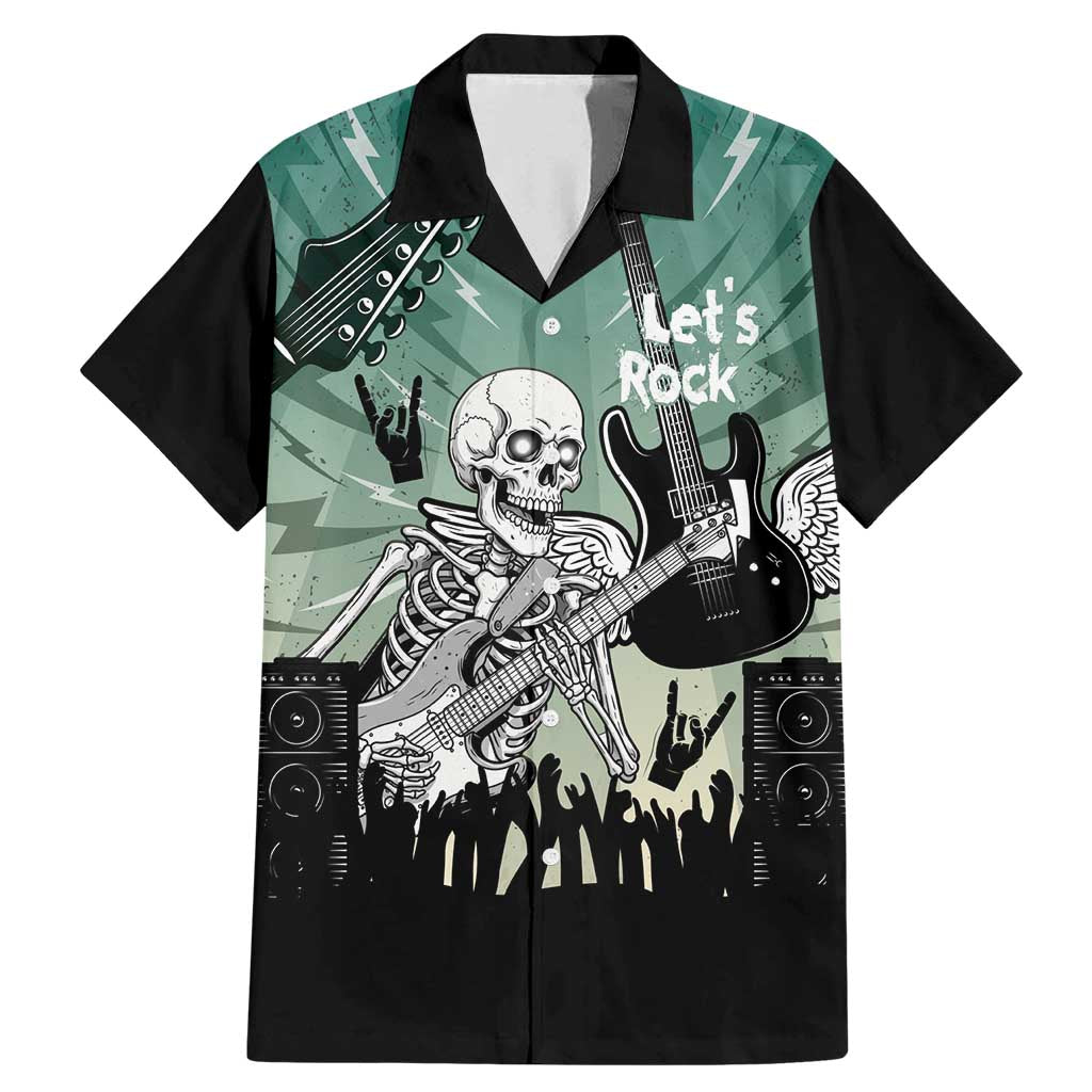 Electric Guitar Skull Family Matching Mermaid Dress and Hawaiian Shirt Lets Rock - Wonder Print Shop