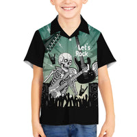 Electric Guitar Skull Family Matching Off The Shoulder Long Sleeve Dress and Hawaiian Shirt Lets Rock - Wonder Print Shop