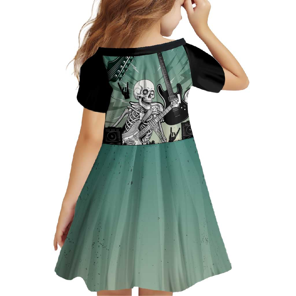 Electric Guitar Skull Family Matching Off Shoulder Maxi Dress and Hawaiian Shirt Lets Rock - Wonder Print Shop