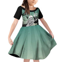 Electric Guitar Skull Family Matching Off Shoulder Short Dress and Hawaiian Shirt Lets Rock - Wonder Print Shop