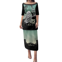 Electric Guitar Skull Family Matching Puletasi and Hawaiian Shirt Lets Rock - Wonder Print Shop