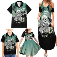 Electric Guitar Skull Family Matching Summer Maxi Dress and Hawaiian Shirt Lets Rock - Wonder Print Shop