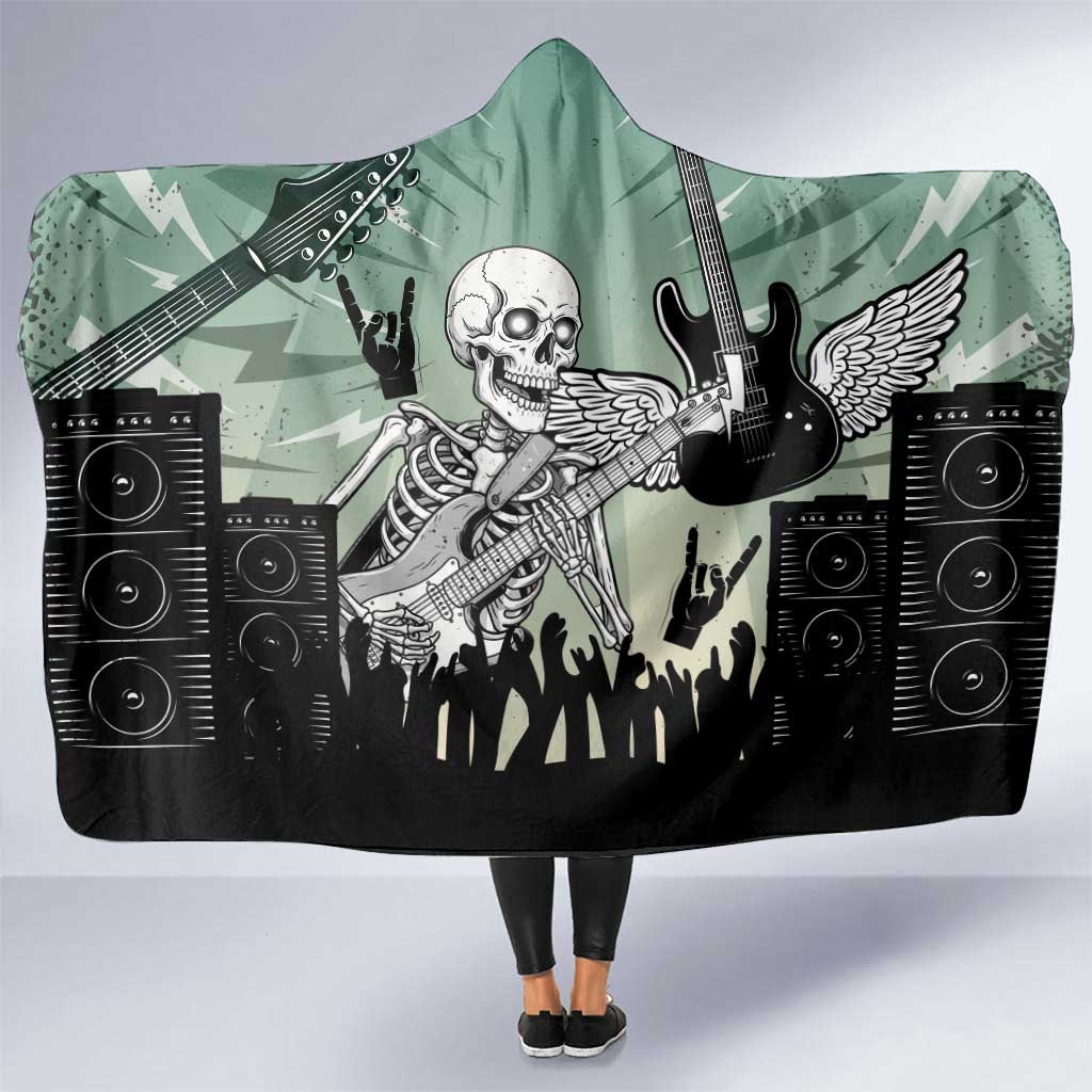 Electric Guitar Skull Hooded Blanket Lets Rock - Wonder Print Shop
