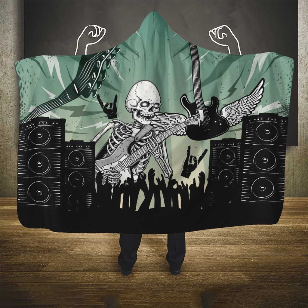 Electric Guitar Skull Hooded Blanket Lets Rock - Wonder Print Shop