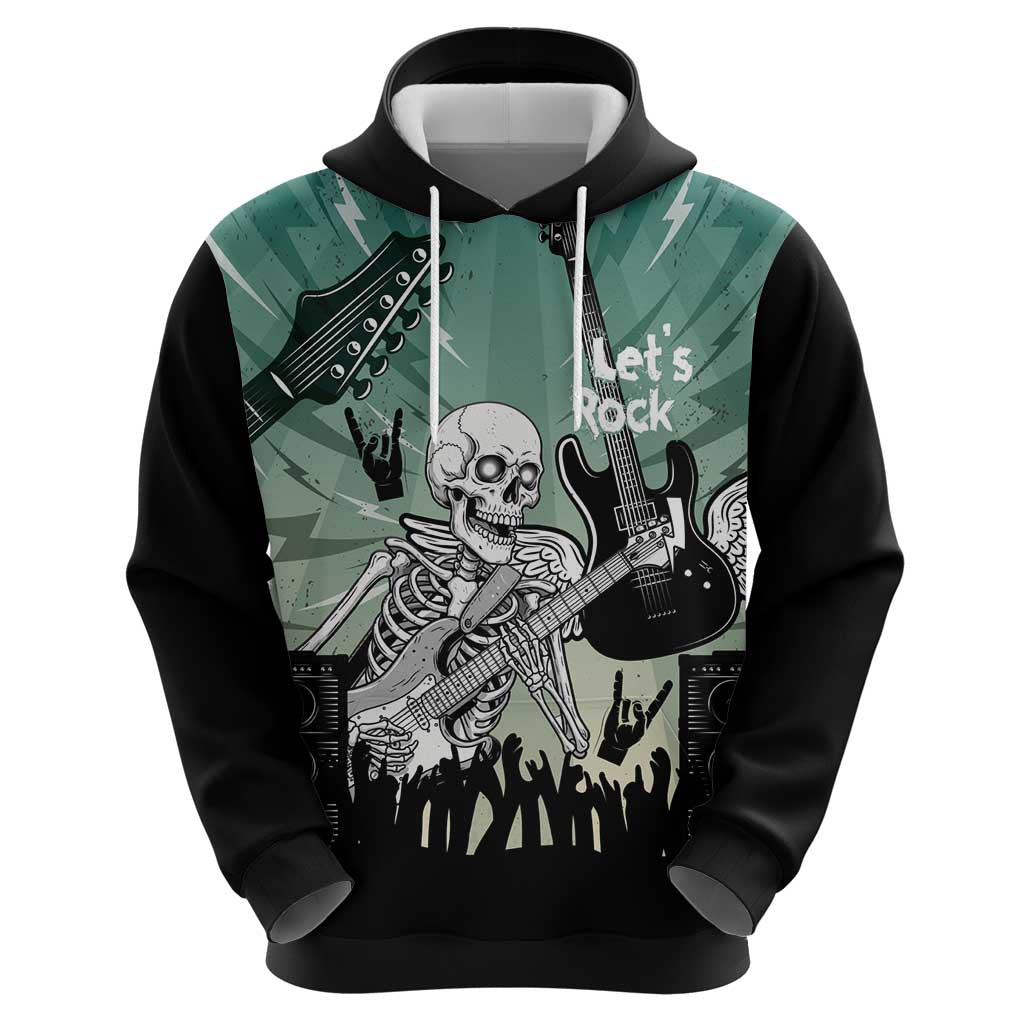 Electric Guitar Skull Hoodie Lets Rock - Wonder Print Shop