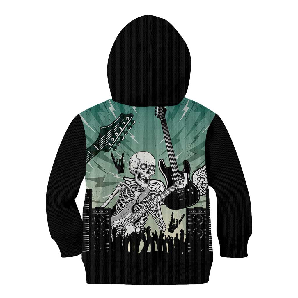 Electric Guitar Skull Kid Hoodie Lets Rock - Wonder Print Shop