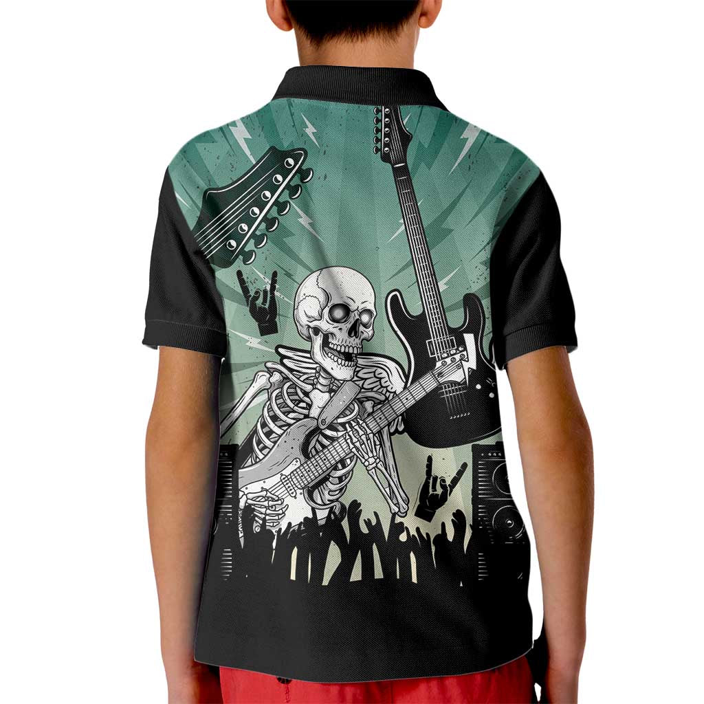 Electric Guitar Skull Kid Polo Shirt Lets Rock - Wonder Print Shop