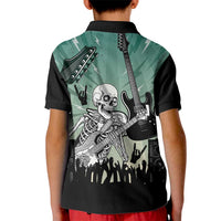 Electric Guitar Skull Kid Polo Shirt Lets Rock - Wonder Print Shop