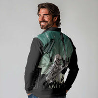 Electric Guitar Skull Long Sleeve Polo Shirt Lets Rock - Wonder Print Shop