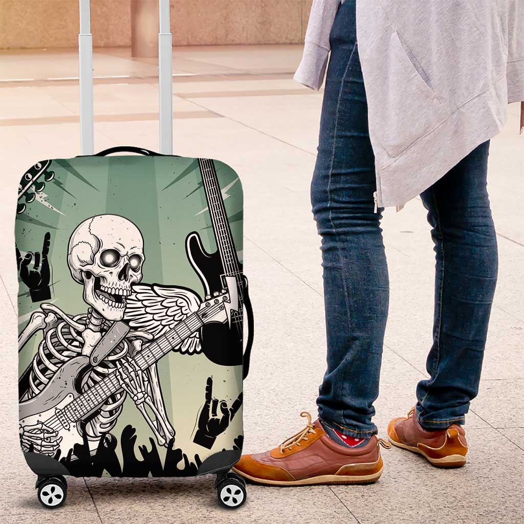 Electric Guitar Skull Luggage Cover Lets Rock - Wonder Print Shop