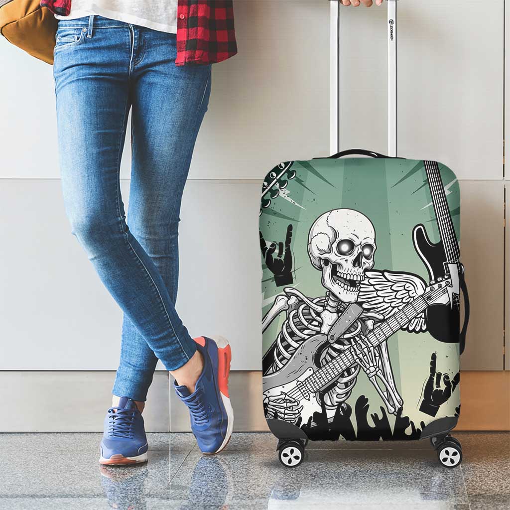 Electric Guitar Skull Luggage Cover Lets Rock - Wonder Print Shop