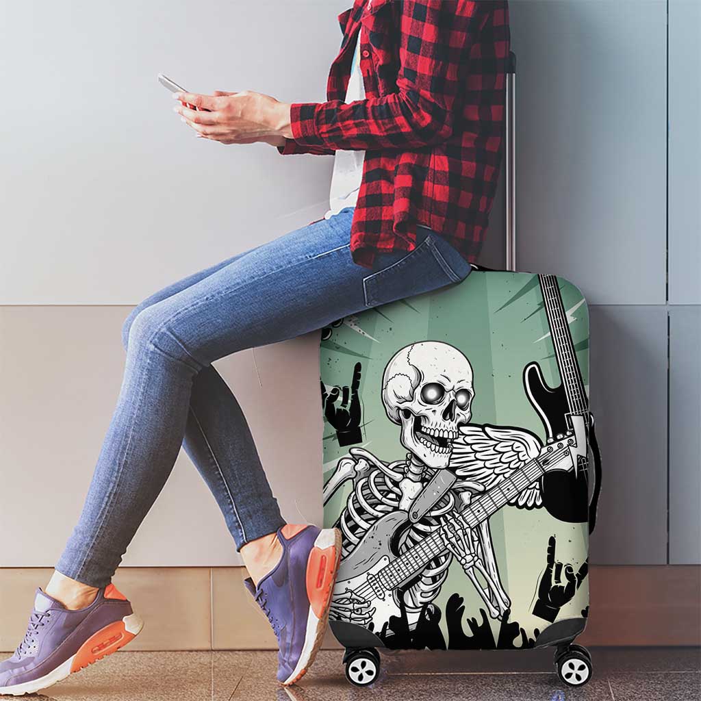 Electric Guitar Skull Luggage Cover Lets Rock - Wonder Print Shop