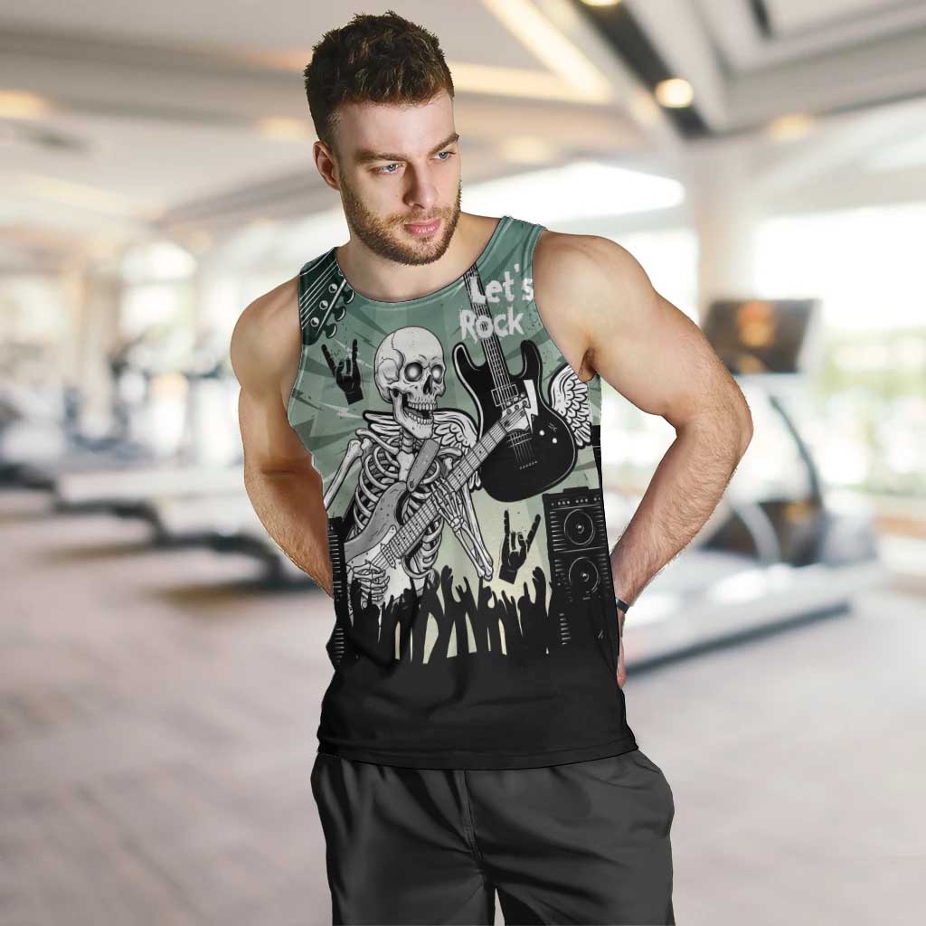 Electric Guitar Skull Men Tank Top Lets Rock - Wonder Print Shop