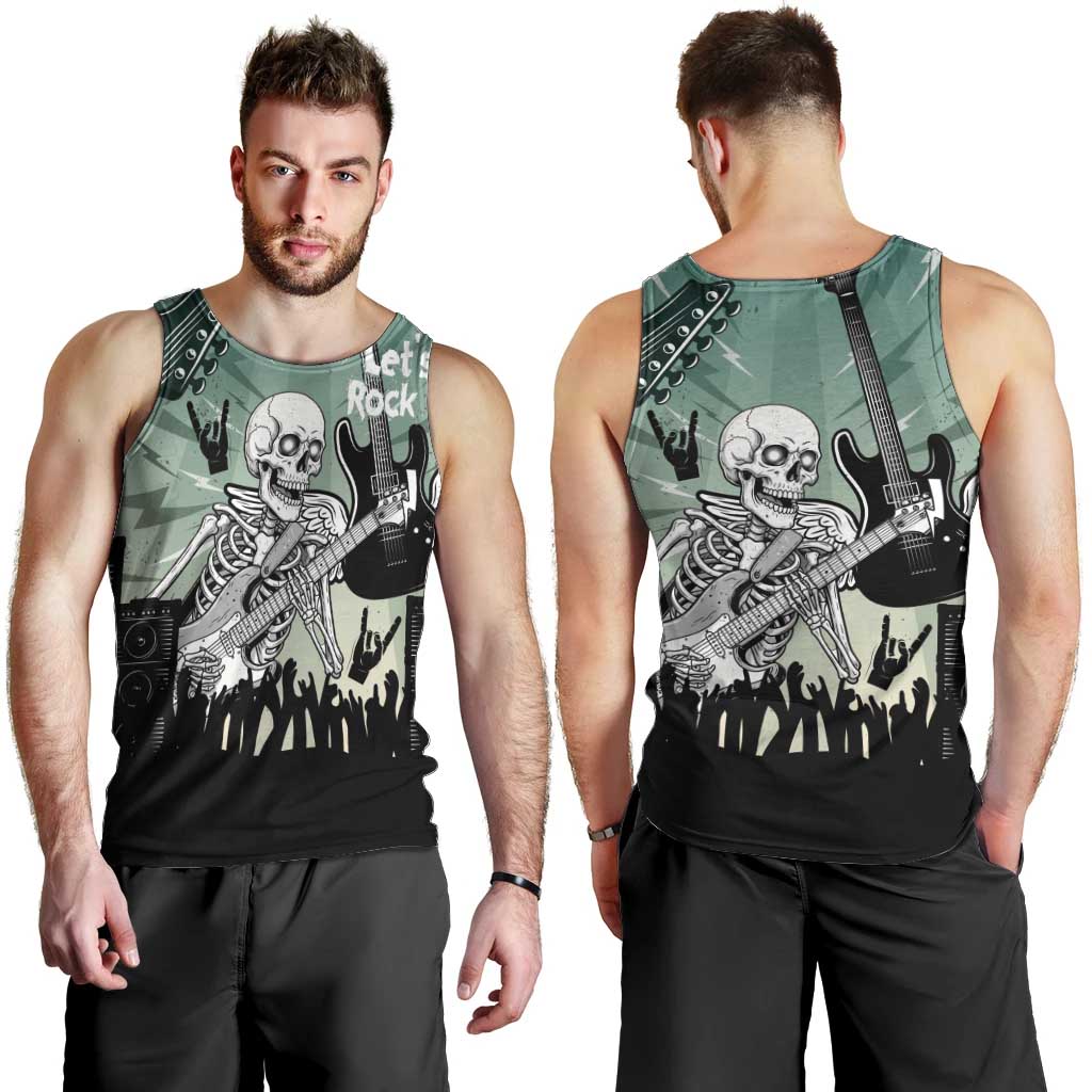 Electric Guitar Skull Men Tank Top Lets Rock - Wonder Print Shop